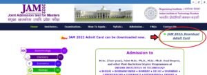 jam 2022 admit card