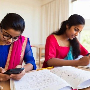students studying for exams in mobile